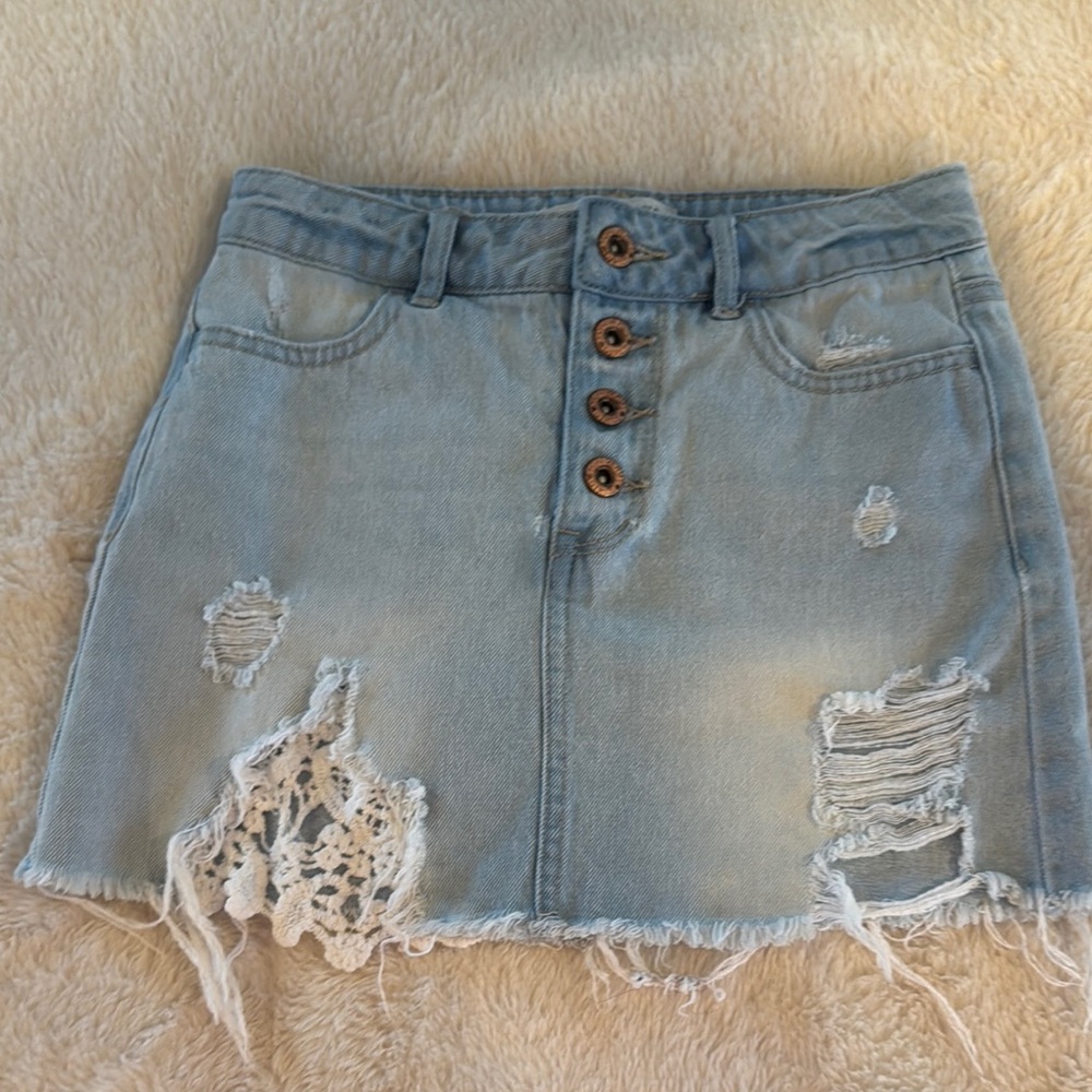 Forever 21 Blue Cut Out Mini Skirt Casual